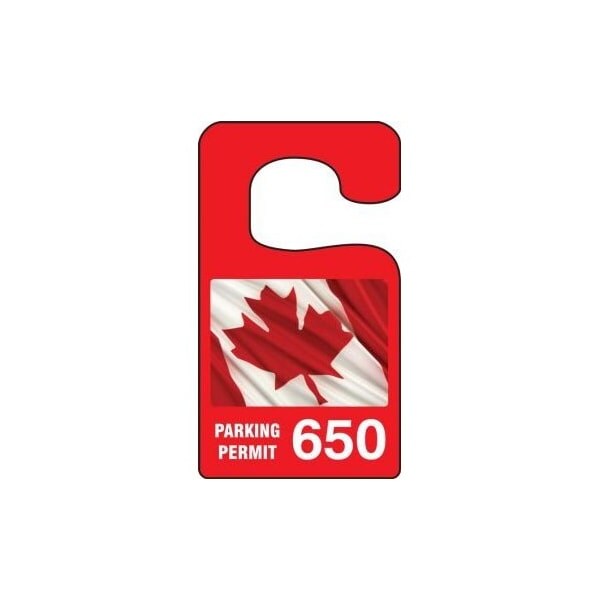 Accuform Parking Permit Tag, Canadian Pride PARKING PERMIT Numbered 900-999, Green, 3in x 2.75in, 100PK TNT933GNK - main